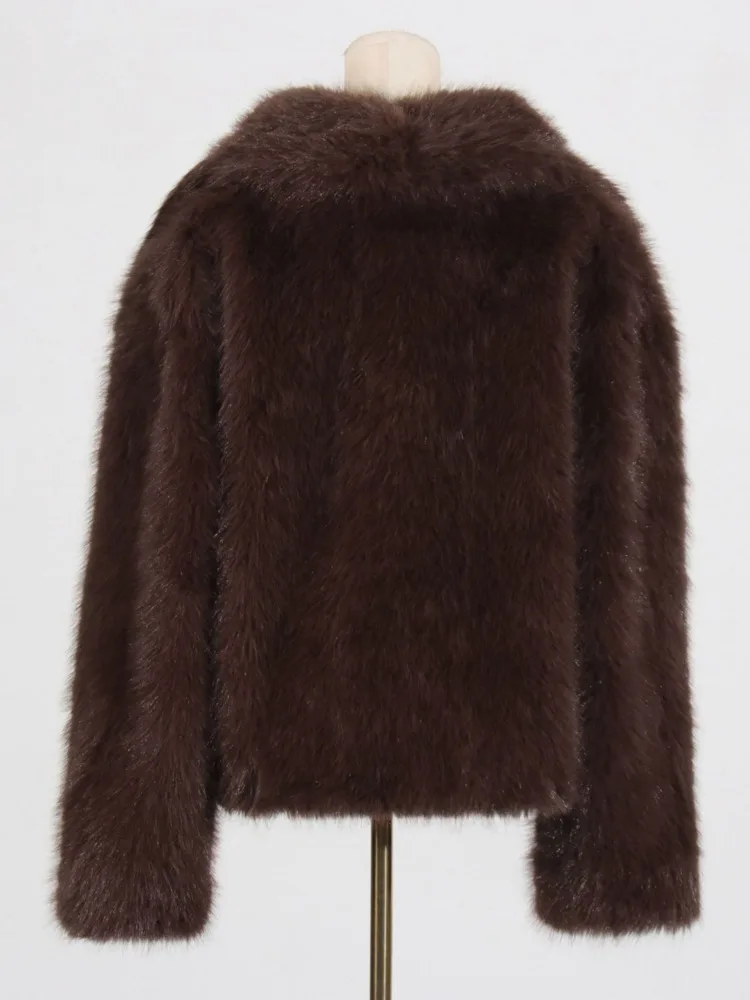 ZMEENNA Women's Burgundy Faux Fur Jacket Shaggy Coat Warm Outerwear Winter Fashion Oversized Plush Cardigan Casual ZM4106