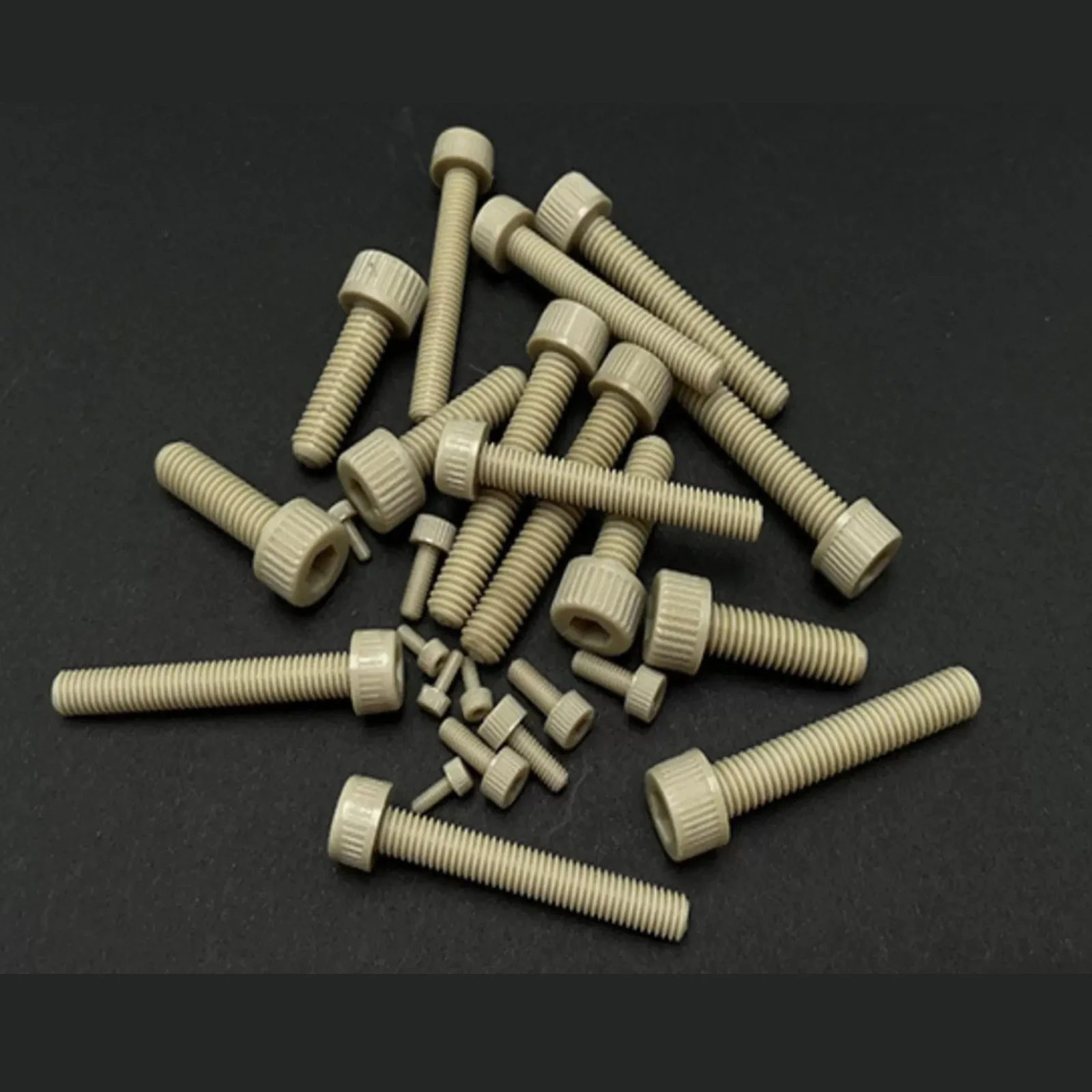 5pcs M1.6 M2 M2.5 M3 M4 M5 DIN912 PEEK High-strength-temperature Resistant Hexagon Hex Socket Knurled Cap Head Allen Screw Bolt