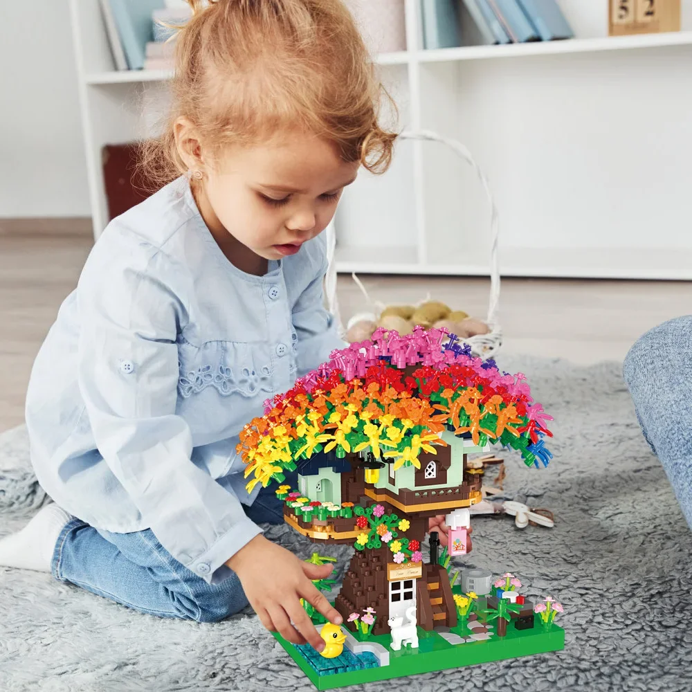 Tree Model Building Blocks Kits for Adults,1528 Pcs Micro-Particle Ideas Rainbow Tree Building Toy for Adult,Children'S Toys