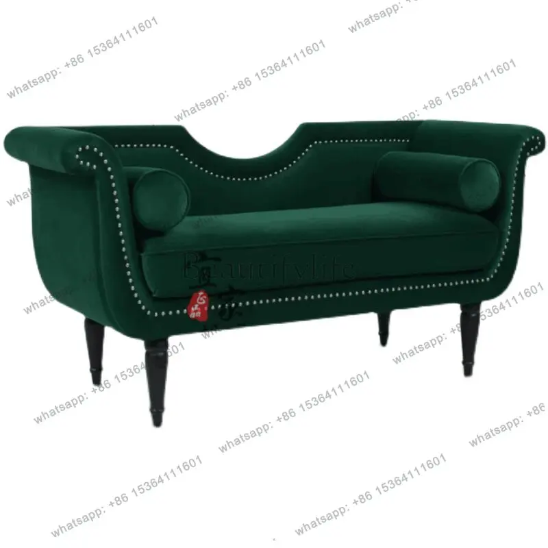 

Light luxury bedroom velvet fabric bedside stool simple modern backrest small sofa