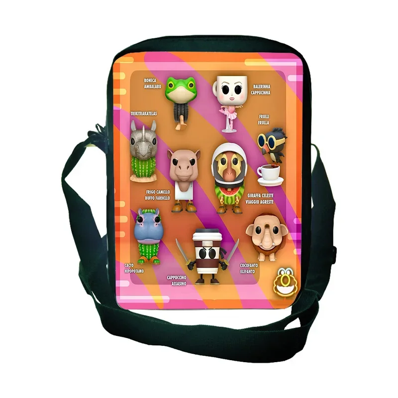 

Italian Brainrot Game Pattern Shoulder Bag Chimpanzini Bananini Student Daily School Load Satchel Kid Cartoon Print CrossbodyBag