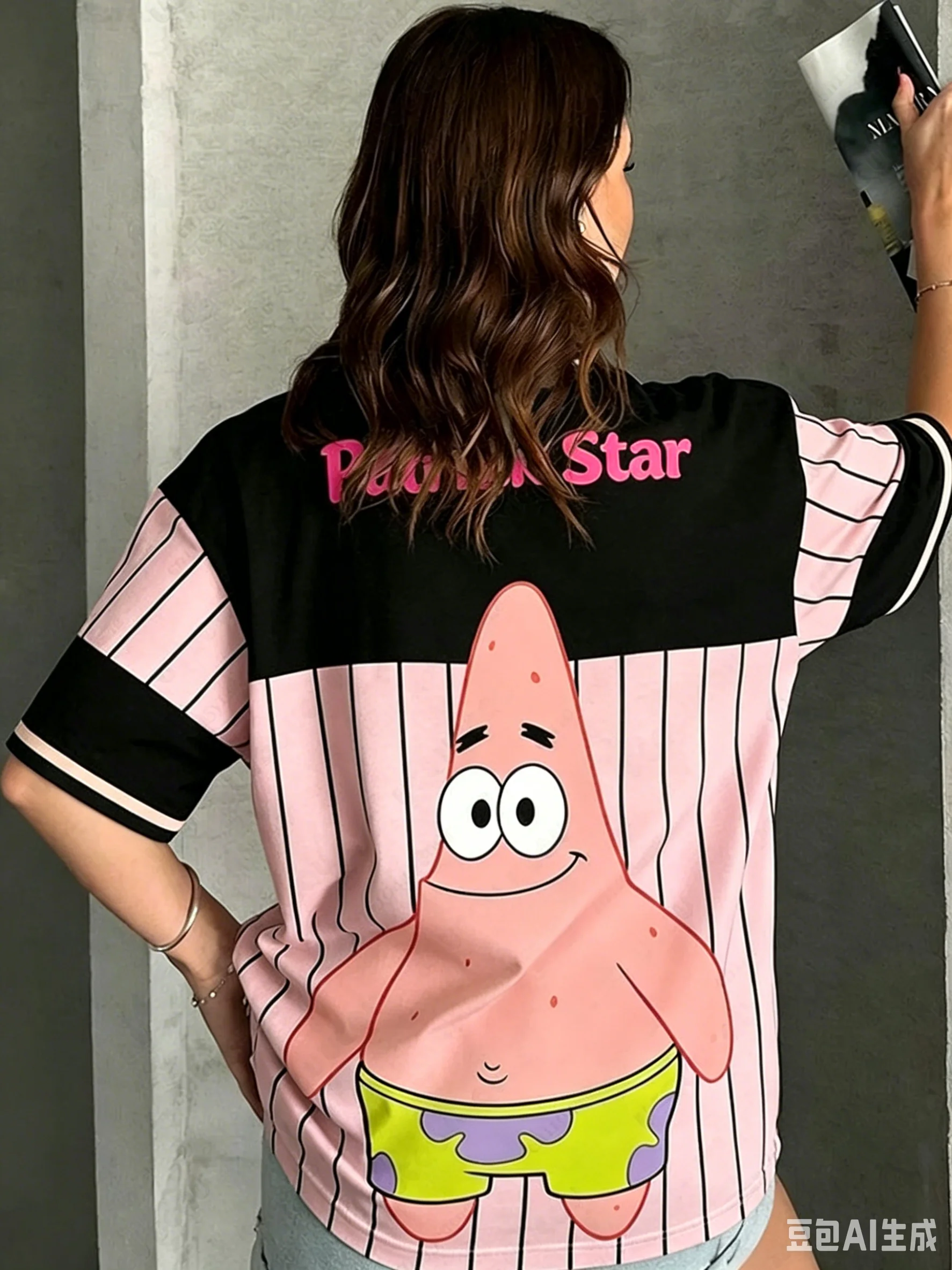 Neues SpongeBob Schwammkopf bedrucktes T-Shirt für Herren, Damen und Kinder, Eltern-Kind-Sommer-V-Ausschnitt Sport Streetwear Y2K Top – Detail 7