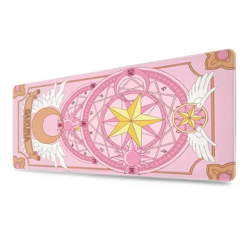Imagen 2 del producto Alfombrilla de ratón Rosa Sakura Card Captor, accesorios para juegos, alfombrillas de escritorio, teclado Kawaii, alfombrilla de ratón extendida para jugador, alfombrilla de mesa