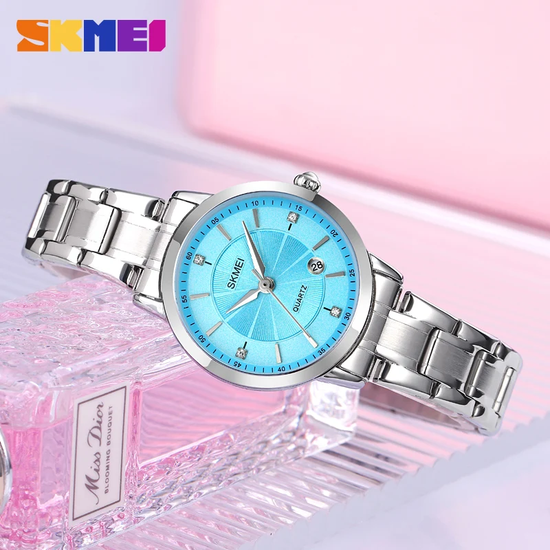 gift for girlfriend skmei luxury stainless steel ladies watch with Shine Rhinestone elegant waterproof female wristwatch 1819