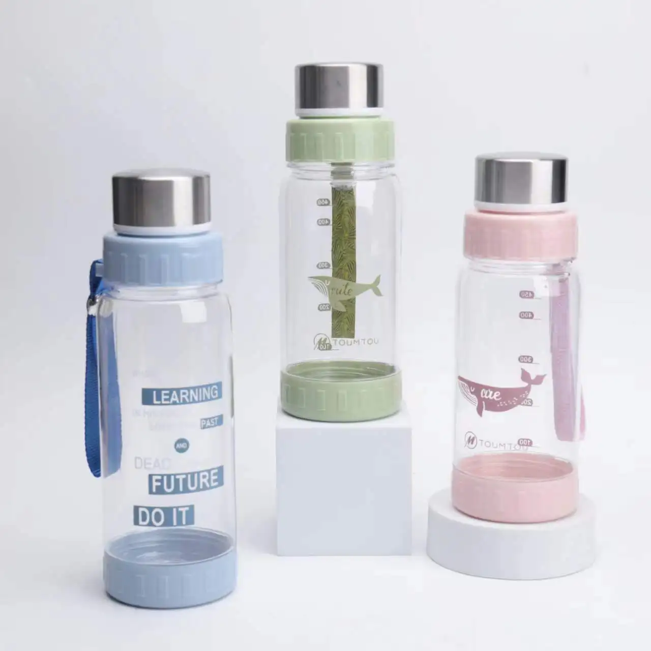 

New summer space cup plastic water cup with handheld belt filter with drop resistance and high temperature resistance student