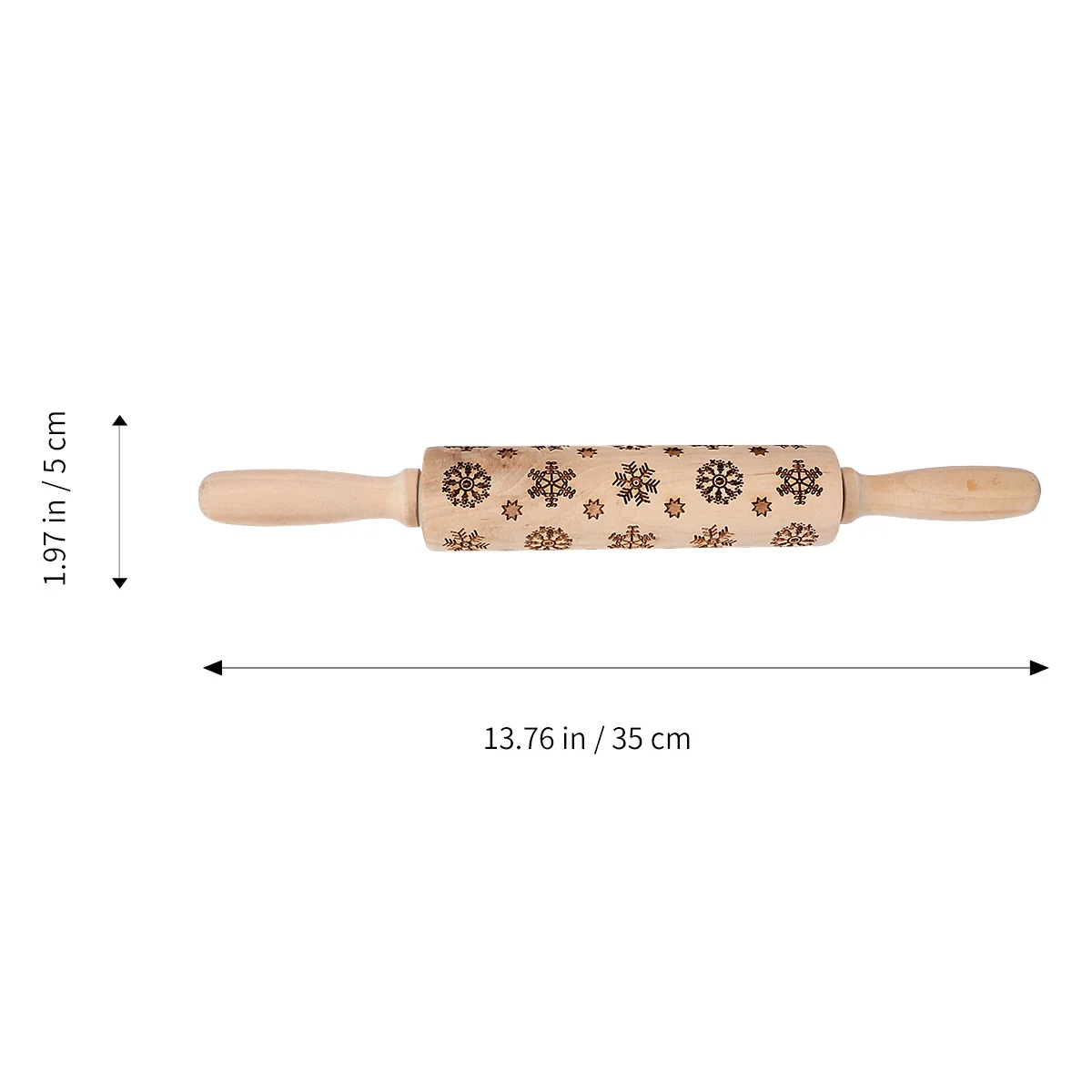 

1Pcs Wooden Embossed Rolling Pin Snowflake Pattern Baking Roller for Biscuits Cookies Christmas Kitchen Supplies