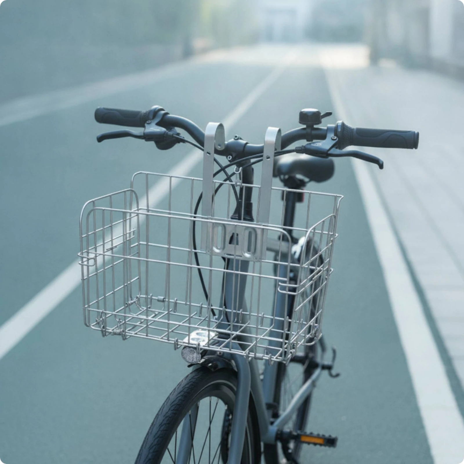 Front Bike Basket with Hooks Rectangular Front Bike Basket Heavy Duty Sturdy for Commuters, Errands, Commuting