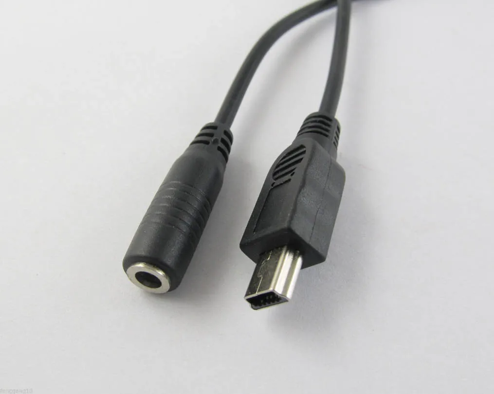 1pc DC Power Jack Female 3.5mm x1.35mm to USB Mini 5 Pin Male Cable 20cm Black