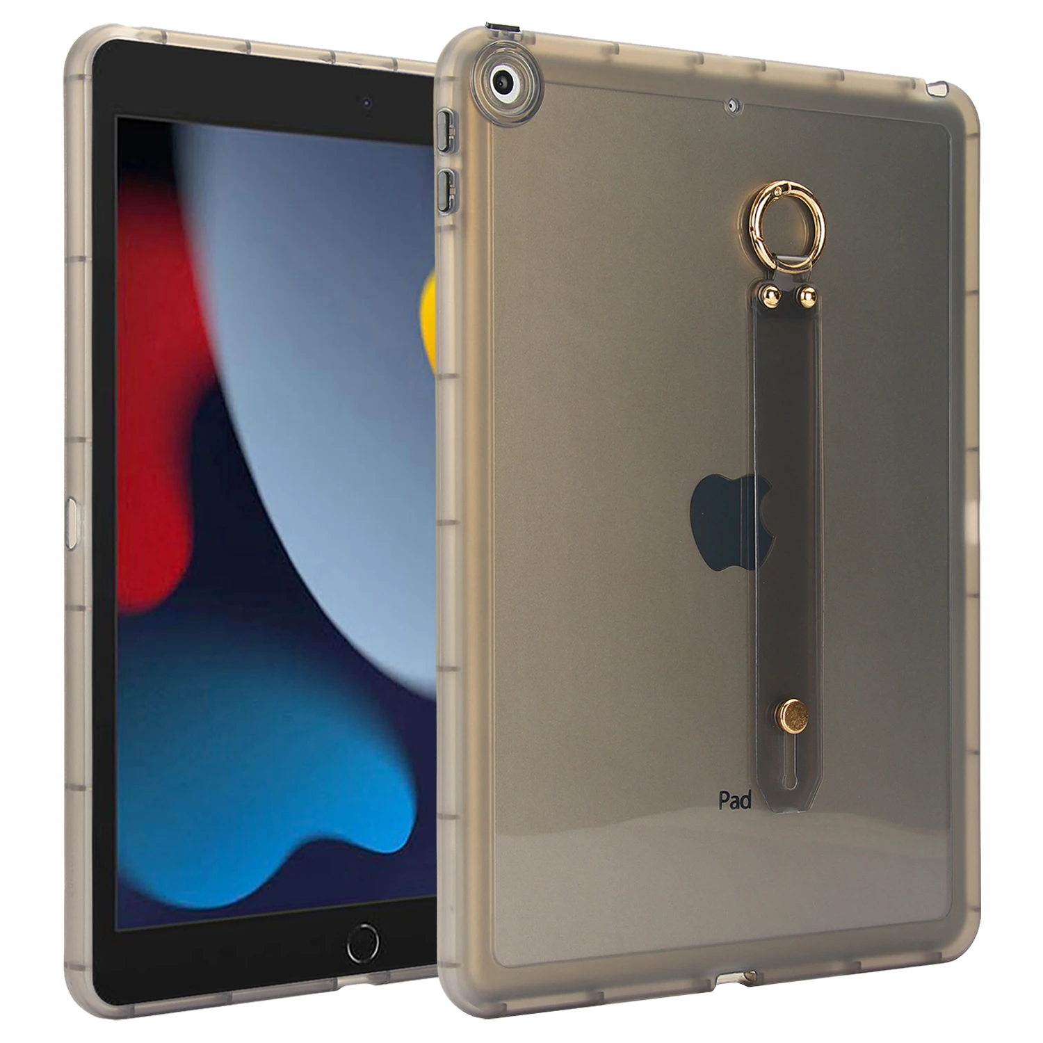 

Tablet Case For iPad 10.2 (2021) / (2020) / (2019) Shockproof TPU Cover with Wristband - Black