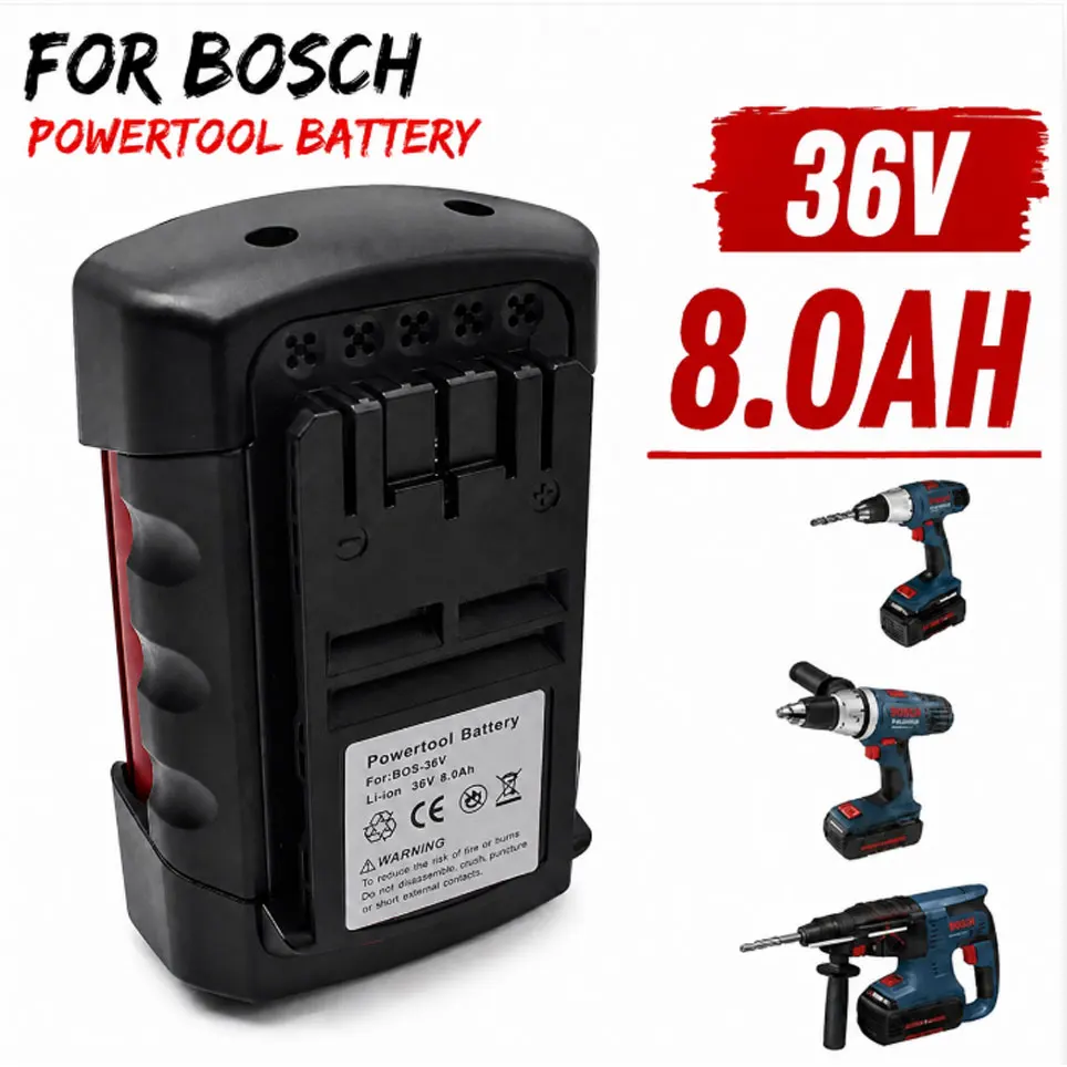 36V8000mAh Lithium-Ionen-Akku für Bosch BAT810 BAT836 BAT840 GBH36V-Li Elektrowerkzeug-Ersatzakku Lithium-Ionen
