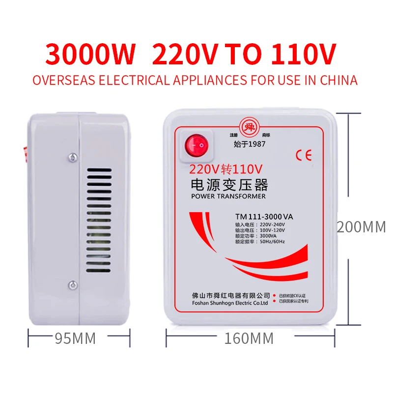 shunhong 3000w Home Appliance Step up step down 220v to 110v / 110v to 220v power voltage converter transformer