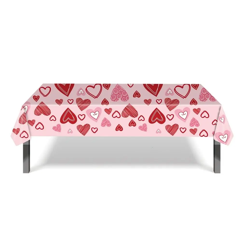 Valentine's Day Tablecloth Love Sweet Couple Atmosphere Decoration Wedding Decoration Red Love Tablecloth Waterproof Manteles