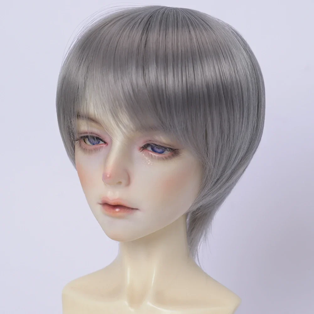 

Doll's Wig for 1/3 1/4 1/6 Bjd Doll Color Blocking Short Hair Soft Silk Play House Girl Toys Dress Up Doll Accessories, No Doll