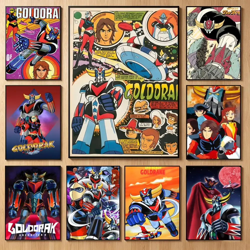 Retro Mecha‑Anime G‑Goldorak Poster Classic Self-Adhesive PP Wall Sticker for Living Room Bar Decor Gift