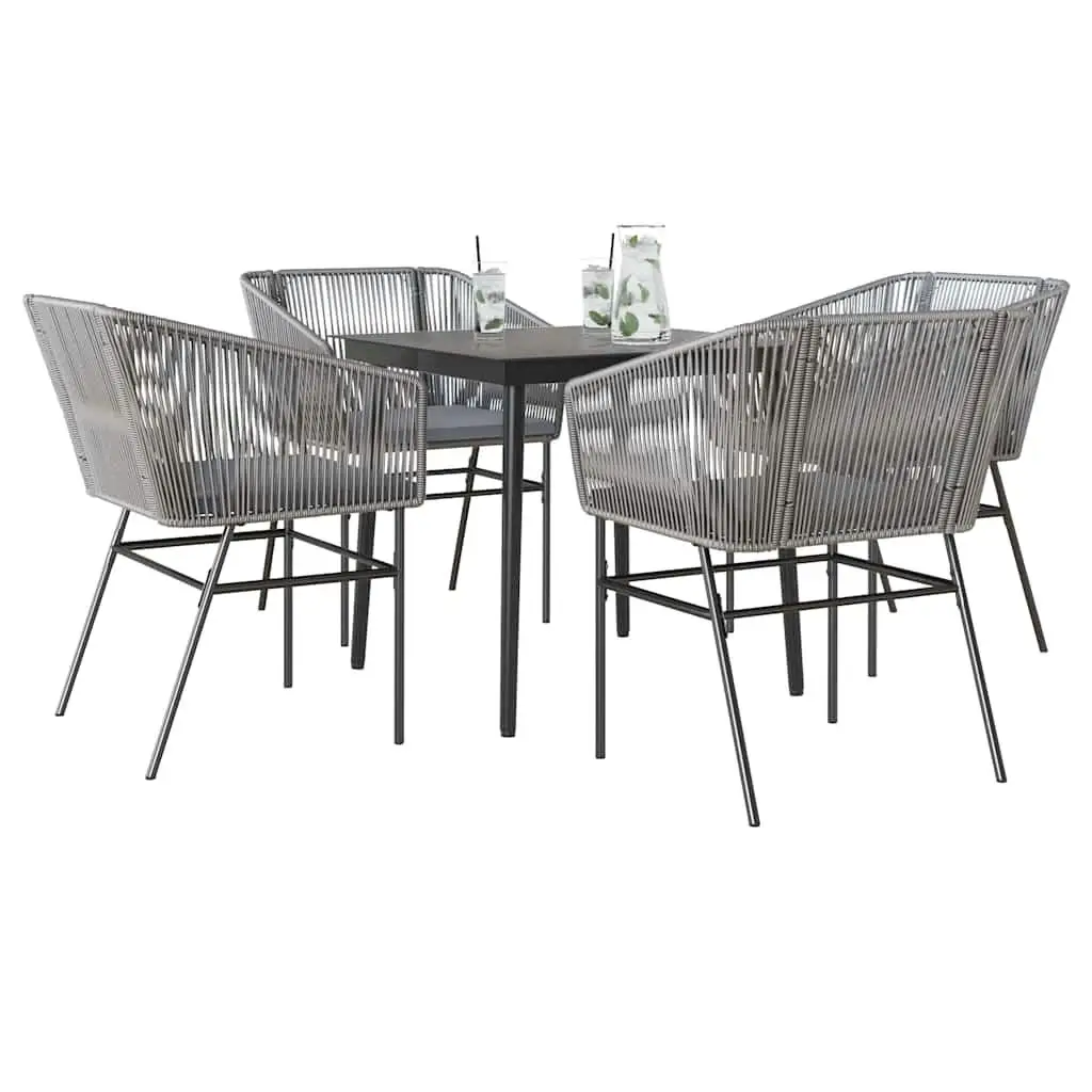 

Garden Dining Set Grey Light Grey Black Outdoor Furniture Patio Table and Chairs Modern Design Stylish Dining Set for Garden