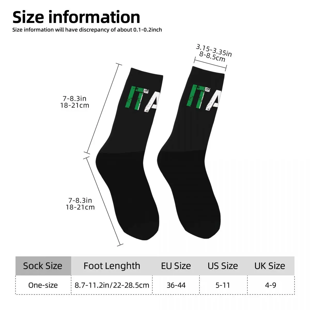 Italy Flag Unisex Winter Socks Outdoor Happy Socks Street Style Crazy Sock