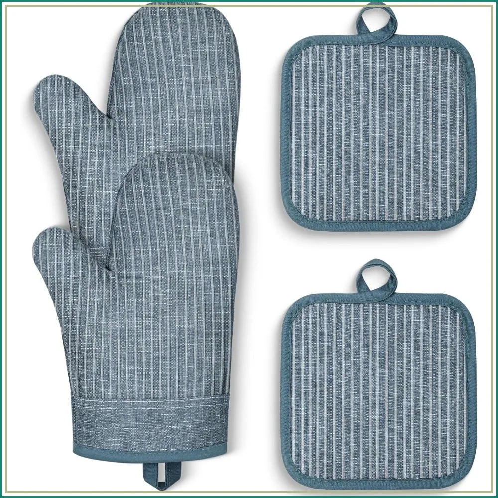 

Heat Resistant Oven Mitts and Pot Holders, 500°F Silicone Gloves with Non-Slip Textured Grip