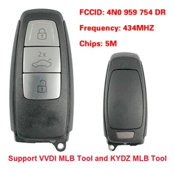 CN 008112   Oryginalny 3-przyciskowy 434 MHz 5M Chip Auto Key do Audi A8 2017-2021 Smart Key Remote FCC ID 4N0 959 754 DR Keyless Go