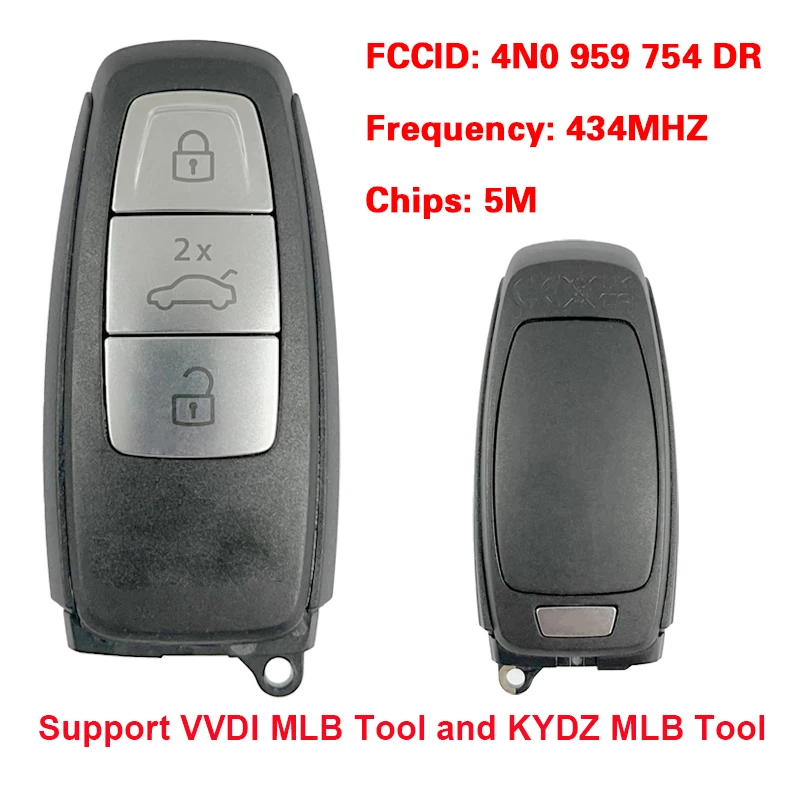 CN008112 Original 3 Button 434 MHz 5M Chip Auto Key for Audi A8 2017-2021 Smart Key Remote FCC ID 4N0 959 754 DR Keyless Go