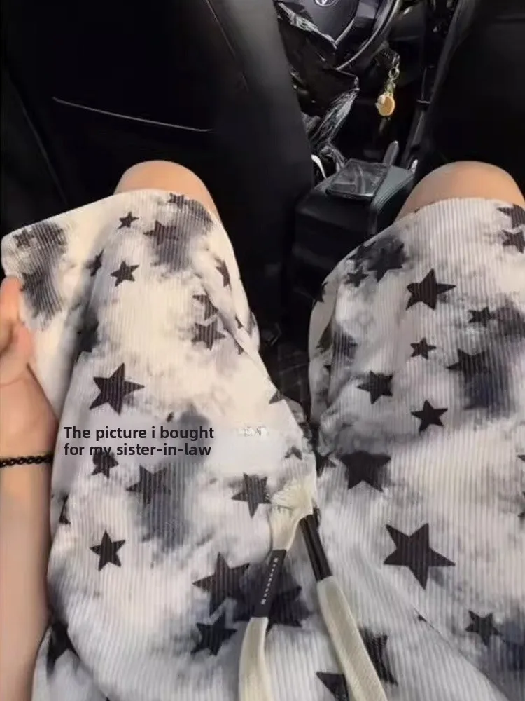 

Мужские летние тонкие пляжные пляжные брюки Tie-Dye Ice Silk Qui-Dry Star orts Design Sensation Верхняя одежда Five-Quarter P...