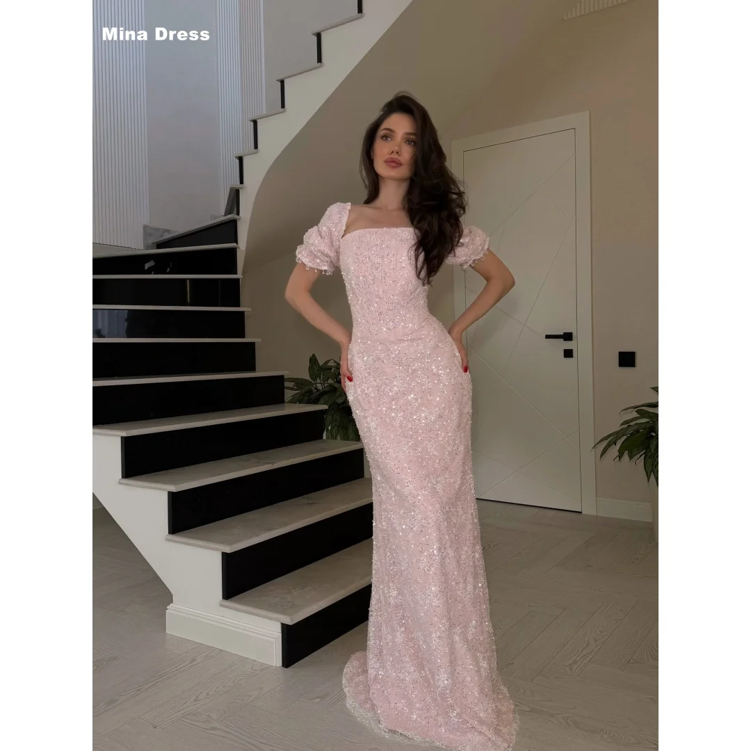 

Mina Customized White Women's Formal Evening Gowns Pleated Long Sleeves One Shoulder Elegant Women's Dresses Backless Lace Dress