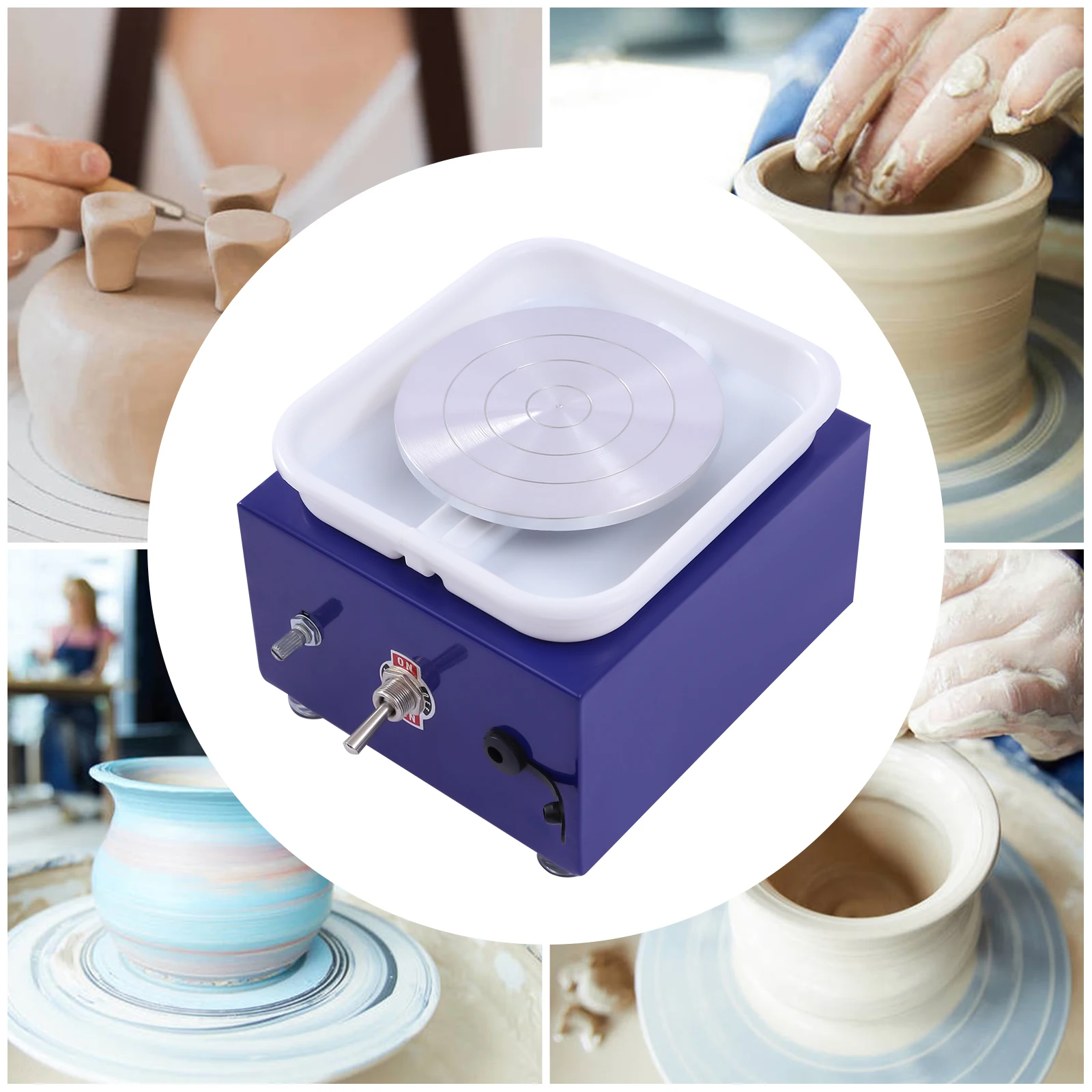 Mini Electric Pottery Diac Machine Wheel Ceramic Machine Work Clay Art Tool With Removable ABS Basin 2000RPM for Craft DIY Gift