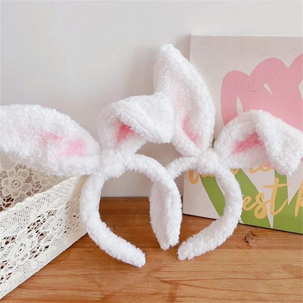 Lovely Plush Sheep Ears Headband Cute Furry Headband with Blush Bunny Ears Cartoon Rabbit Hair Bands Headdress Hair Accessories