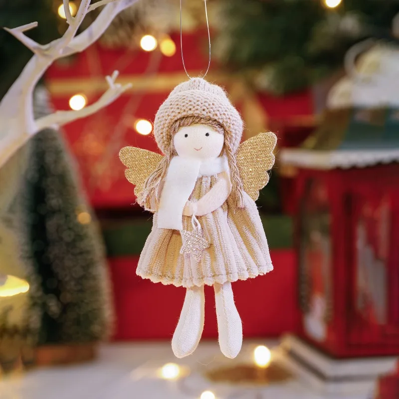 Christmas Decorations Plush Angel Girl Doll Pendant Christmas Tree Hanging Ornaments New Year 2024 Xmas Gift Toy Navidad 2023