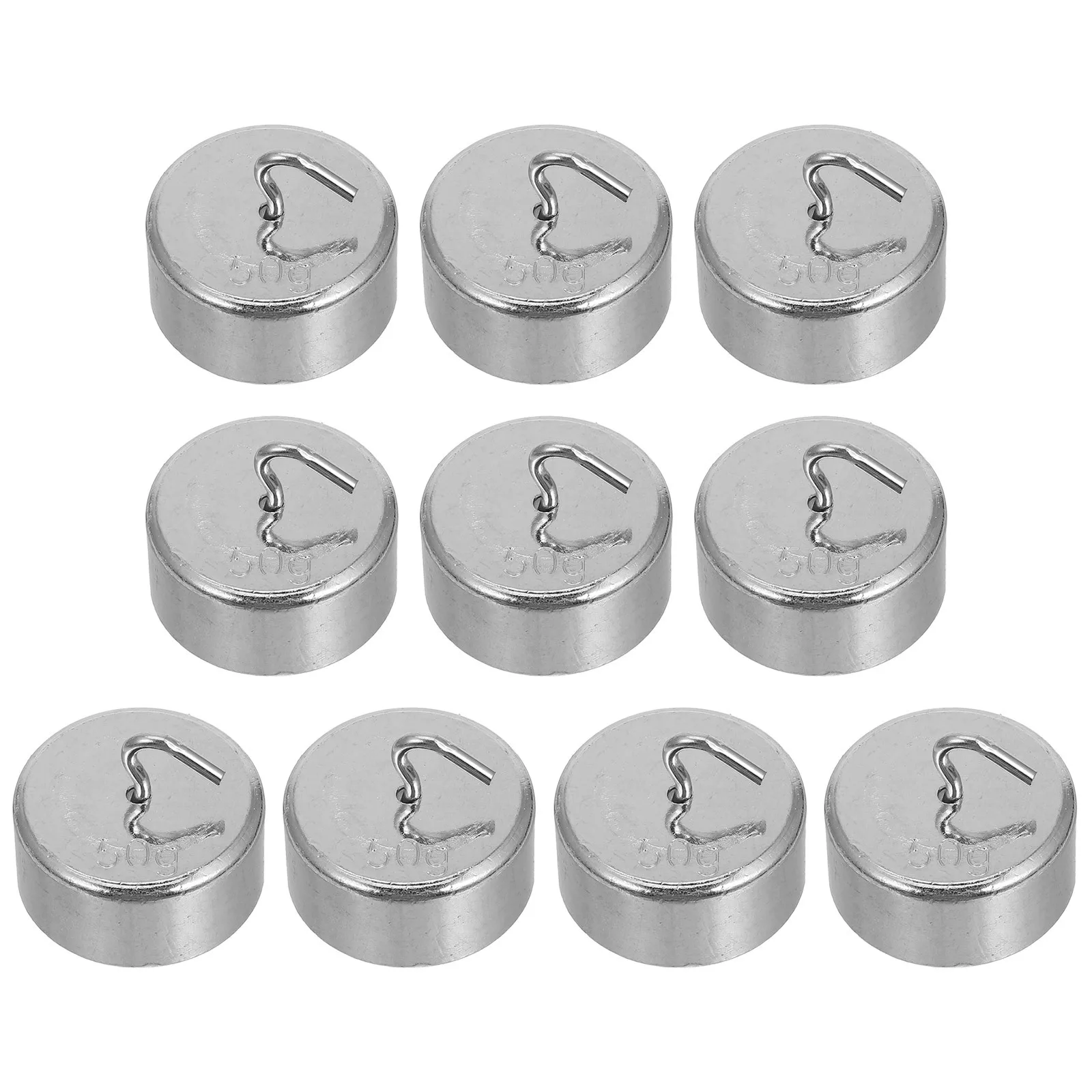 10Pcs Hook Weights Smooth Surface Chrome Plated Iron Hanging Calibration Mass Set for Labs Experiments Weight Set