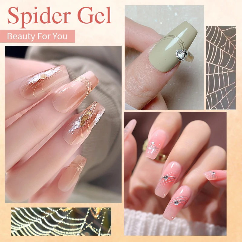 PUENTE Semi-Solid Clear Drawing Glue Spider Liner smalto per unghie 5ML Soak Off UV Nail Art vernice utilizzata con Gel colorato polvere per unghie