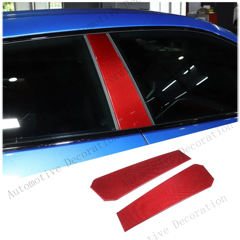 Z+ Red Carbon Fiber Window Center Pillar Trim Cover For Lamborghini URUS 2018-2023