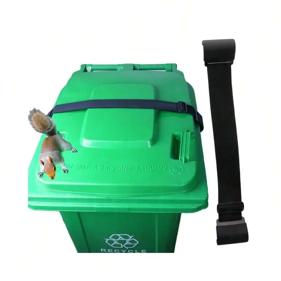 

Animal Proof Trash Can Lid Lock With Adjustable Strap For 28-100 Gallon Bin Double Claw Design
