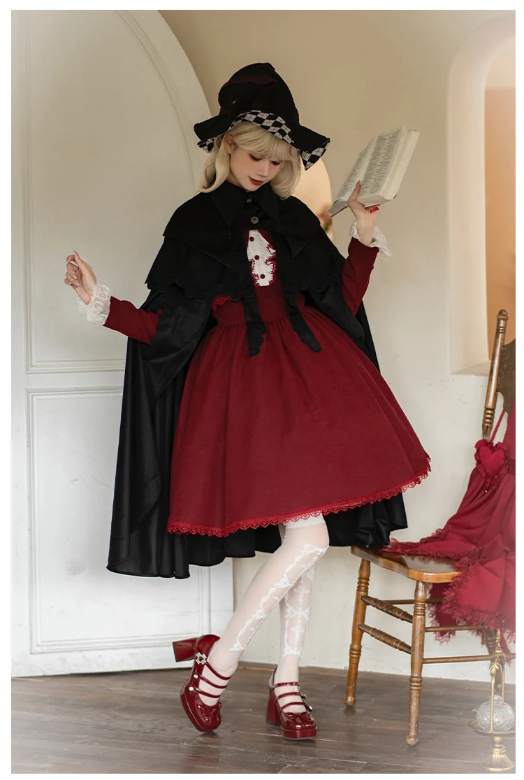 Design Gothic hundert passendes Stück Revers umhang abnehmbare Umhang Set Pilger Kreuz Lolita Herbst