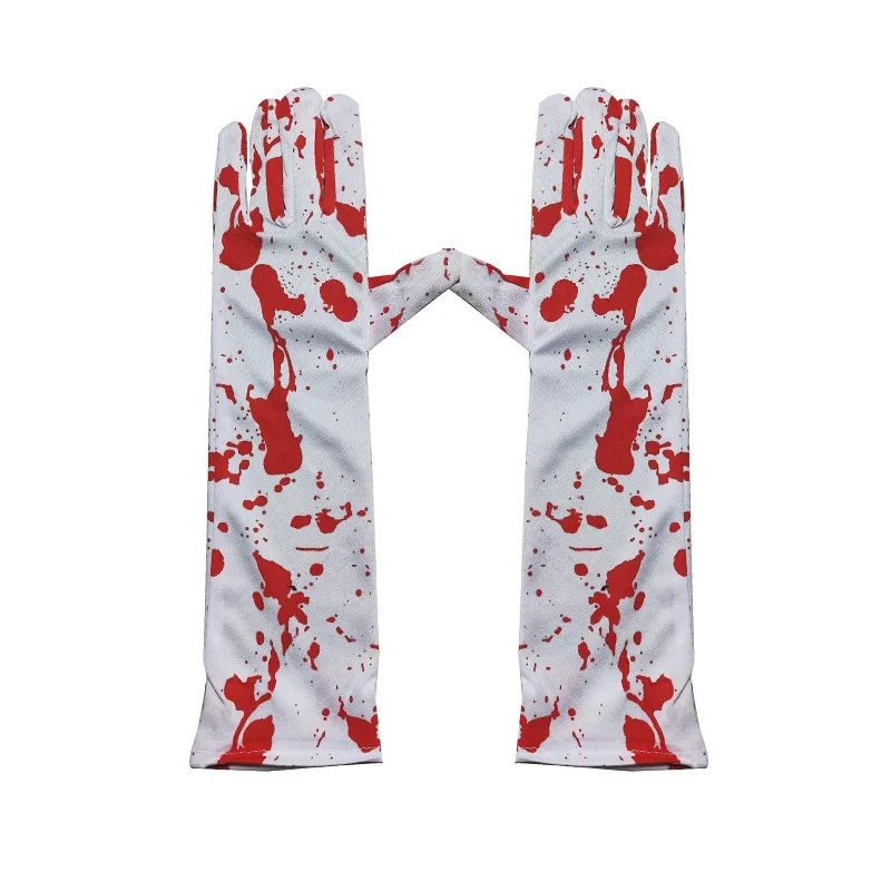 Halloween White Skeleton Gloves Horror Costume Party Scary Ghost Cosplay Dress-up Supplies Halloween Blood Glove Decoration Prop