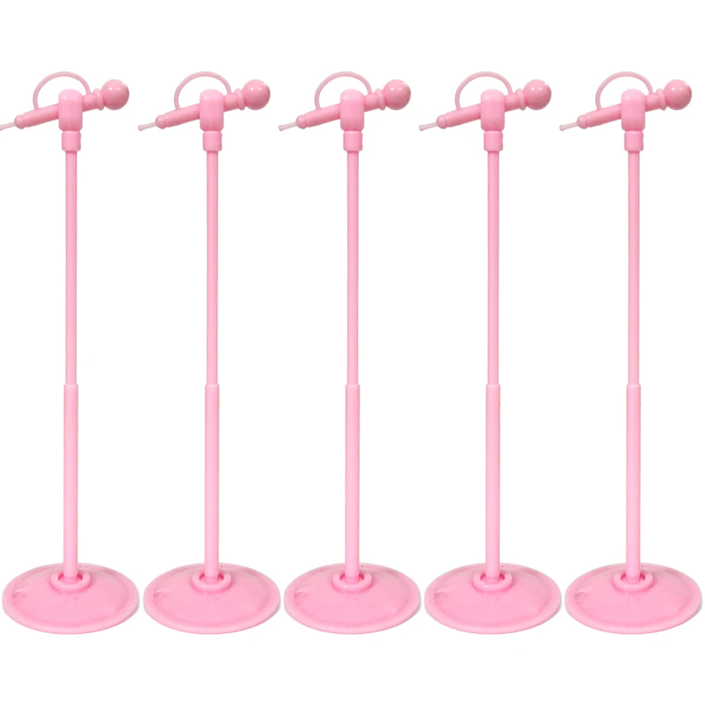 5 Pcs Pink Plastic Microphones 11.5 Inch Dolls Accessories Cute Mini Model 1:12 Doll Toys 1/6 Dollhouse Miniature Furniture