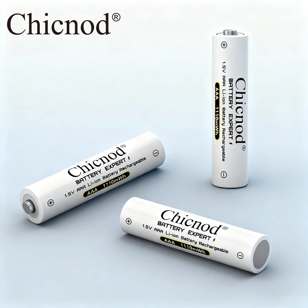CHICNOD AAA بطاريات قابلة للشحن 1.5 فولت 1100mWh بطارية ليثيوم أيون للتحكم عن بعد ماوس لعبة كهربائية كاميرا بطارية ليثيوم aaa