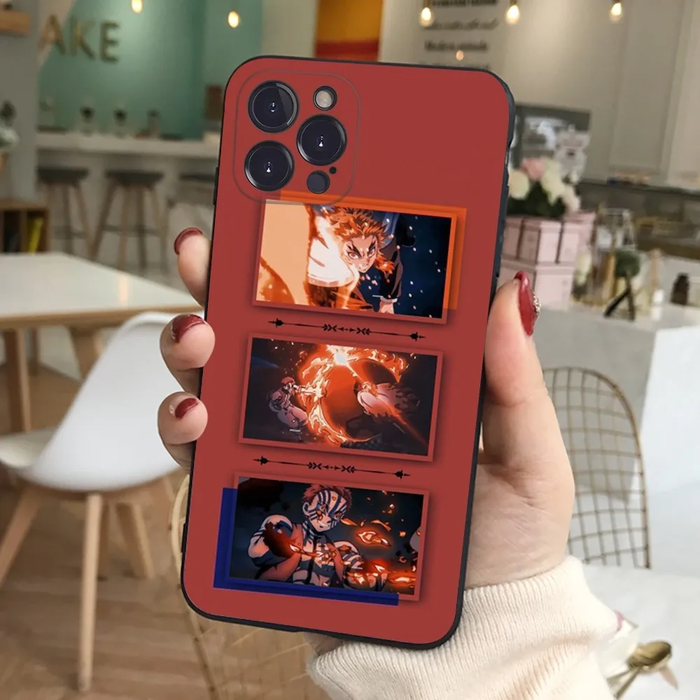 Demon Slayer Silicone Soft Phone Case, Rengoku Kyoujurou Cover, iPhone 16 15 14 13 12 11 Pro Mini XS MAX Plus X