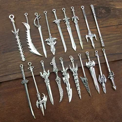 10/20PCS Mixed Alloy Antique Knight Sword Charms For Jewelry Making DIY Handmade Weapons Knife Gun Bow Pendant Accessories