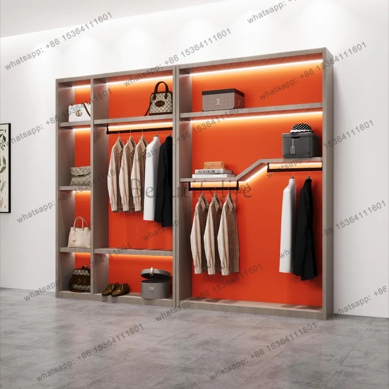 Nordic Luxury Clothing and Shoe Display Cabinet Modern Minimalist Live Streaming Display Rack Beauty Salon Office Furniture FYMC