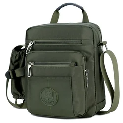 Men's Casual Shoulder Bag with Water Side Pocket Large Capacity Men's Nylon Messenger Bag HandBag Multi-compartment Bag
