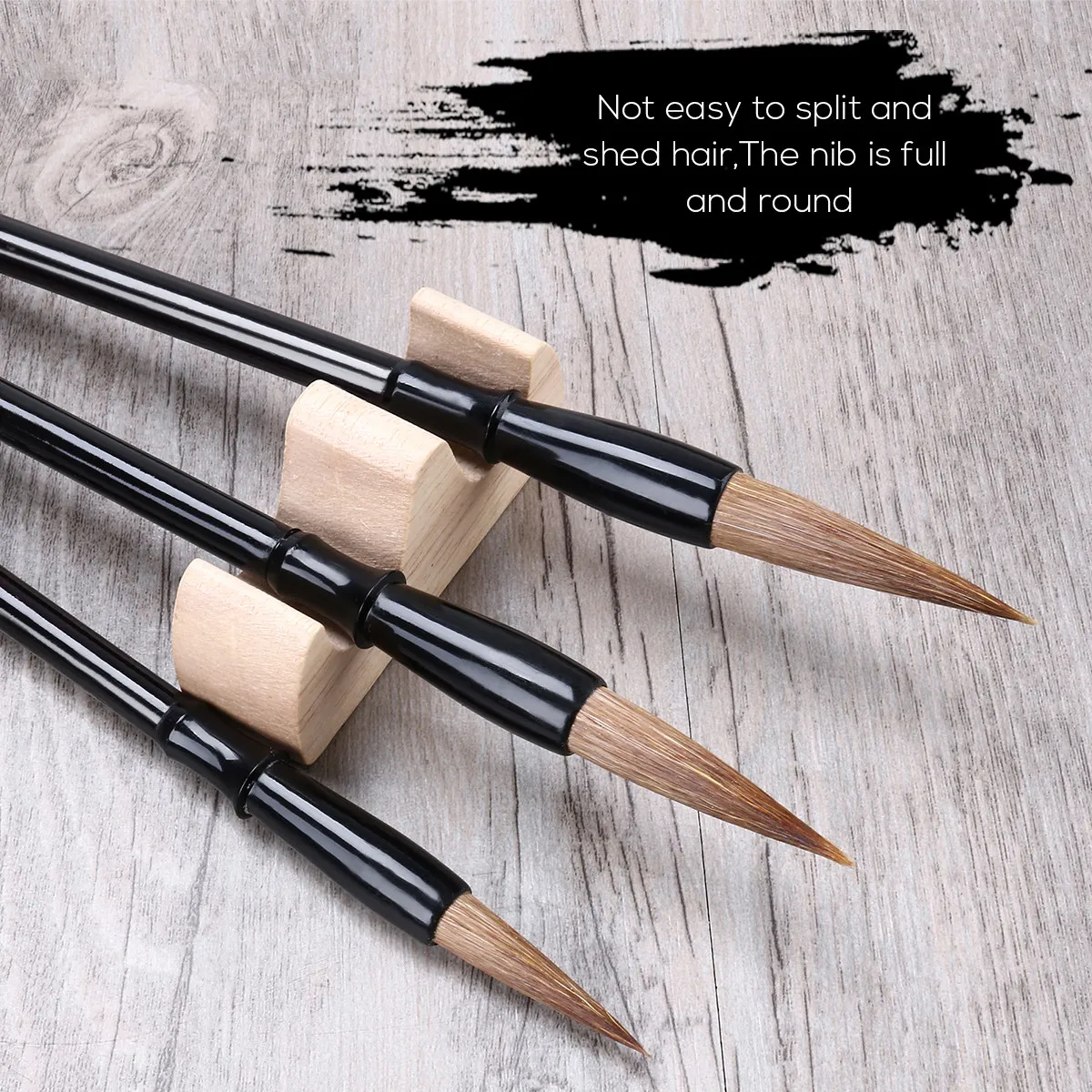 

Traditional Chinese Calligraphy Brush Set Wolf Hair Wood Handle Drawing Writing Brush Kit 28Cm 27.2cm 26.8cm Black Brown