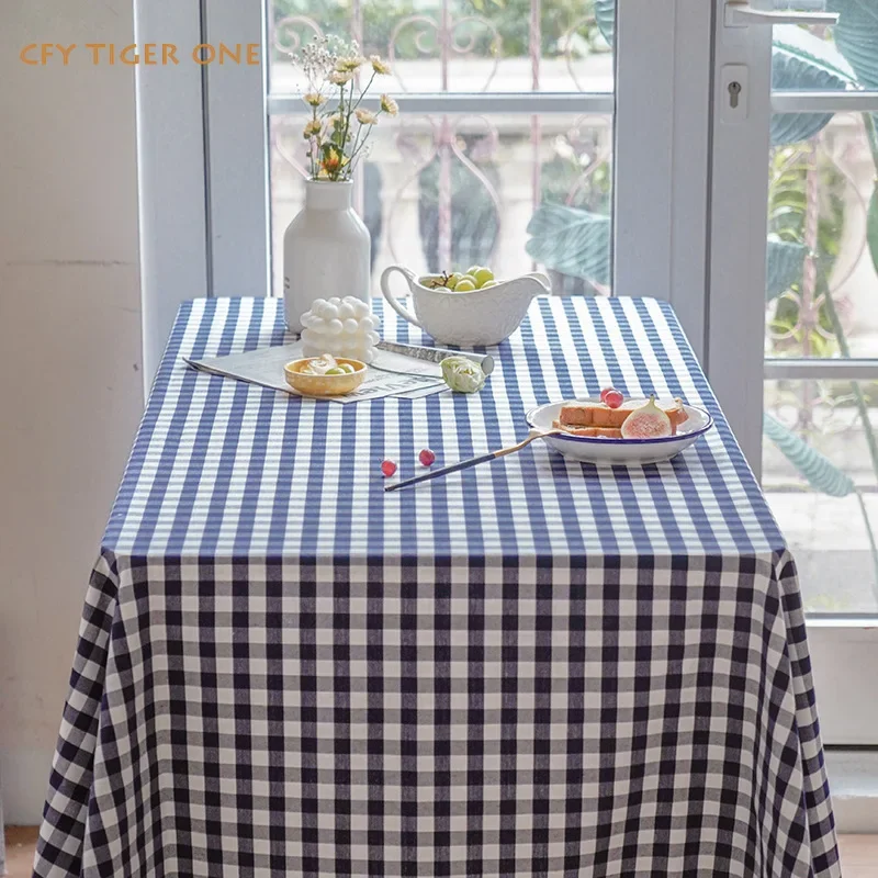 Modern Minimalist Grid Tablecloth Antifouling Rectangular Tablecloth Washable and Oil Resistant Coffee Table Mat Table Cover