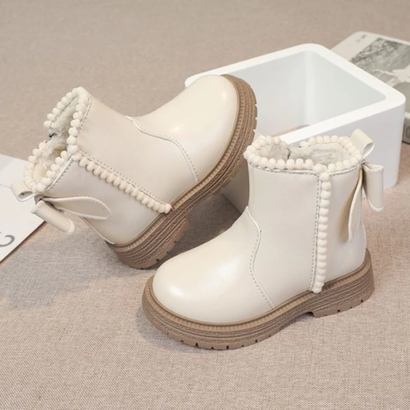 Girl's Winter Snow Boots 2026 New Style Fleece Lined Cotton Short Boots for Kids Autumn Winter Outdoor Waterproof​