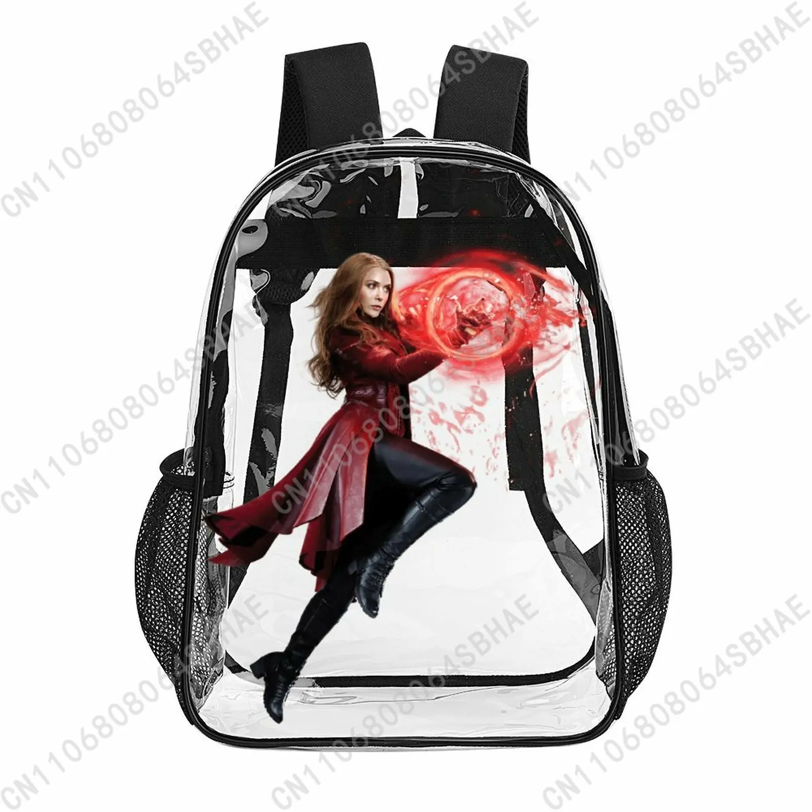 

Модный прозрачный рюкзак Marvel Scarlet Witch, 17 дюймов, для мужчин, женщин и подростков, персонализированная прозрачная сумка из ПВХ, подарки, косплей