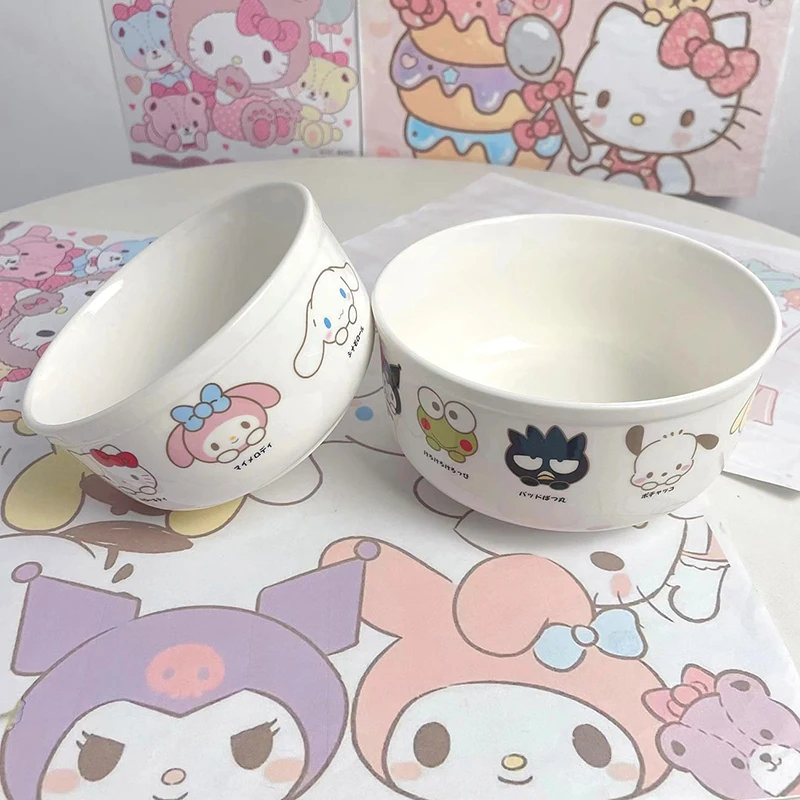 

Hello Kitty Sanrio Kawaii Anime Ceramic Bowl Cute Sweet Cinnamoroll My Melody Cartoon Breakfast Bowl Ramen Bowl Gifts for Girls