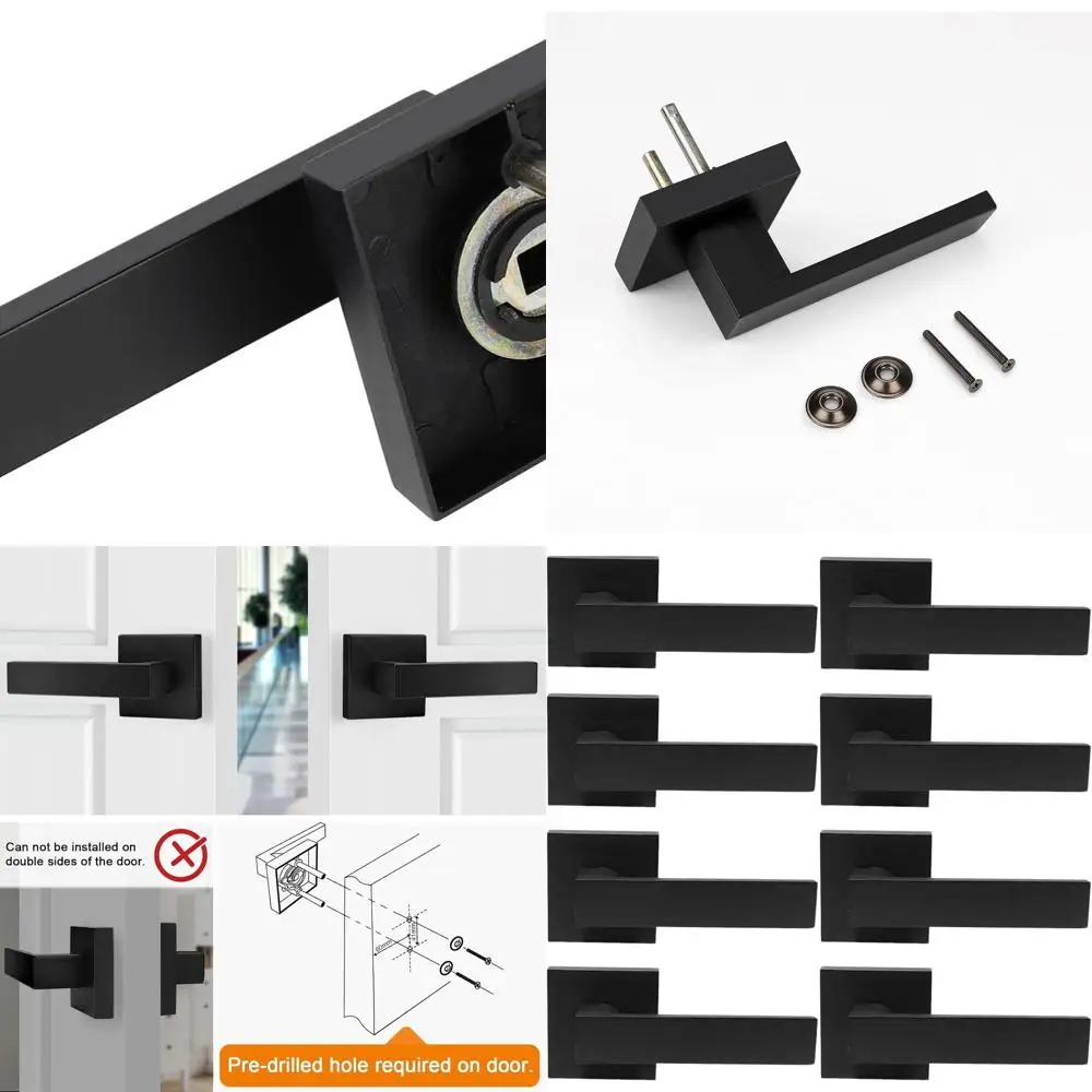 

8-Pack Matte Black Heavy Duty Non-Turning Dummy Levers for Interior Doors, Reversible for Left or Right