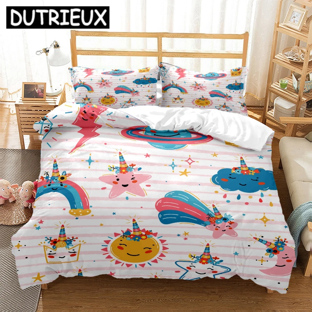 

King/Double Size HD Print Space Animals - Themed Bedding Set with Duvet Covers and Pillowcases for Children's Beds