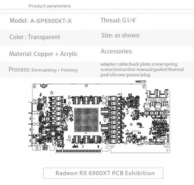 Bykski A-SP6900XT-X Water Block Use for Sapphire RX 6800XT Nitro+ /RX 6900 XT Nitro GPU Card / Full Cover Copper Radiator Block