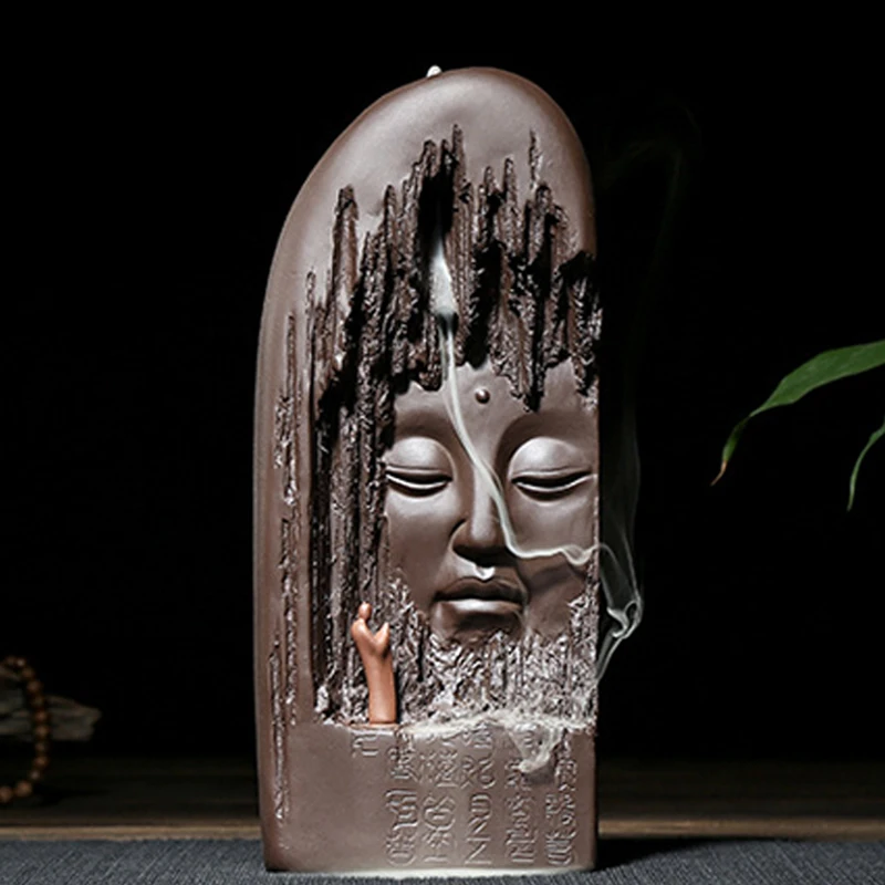 

With Incense Cones Buddha Backflow Incense Burner Censer Holder