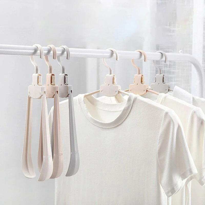 Portable Folding Clothes Hanger, cremalheira de roupas, cabides de armazenamento de plástico, coletar rapidamente, economizar tempo, organizador do armário